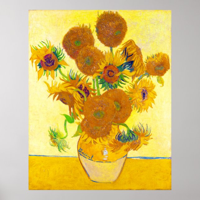 Póster Vase de quince girasoles, Van Gogh (Frente)