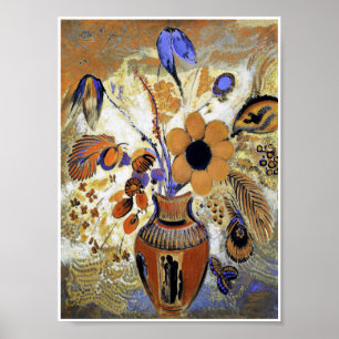 Póster Vase etrusca con flores, Redon