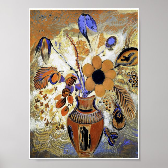 Póster Vase etrusca con flores, Redon (Frente)