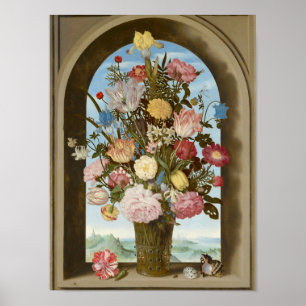 Póster Vase of Flowers in a Window, c.1618