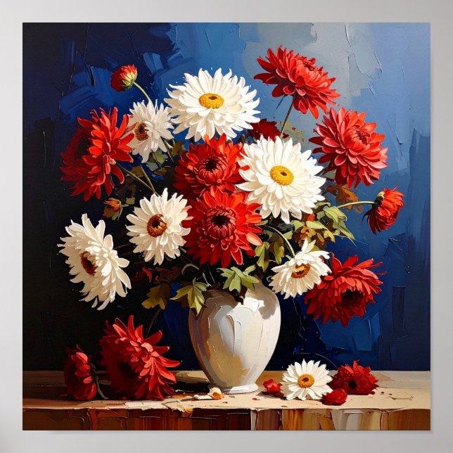 Póster Vase with Chrysanthemums After Van Gogh (Frente)