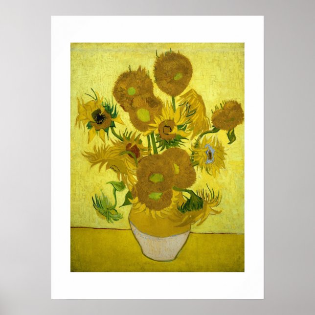 Póster Vase with Fifteen Sunflowers by Van Gogh (Frente)