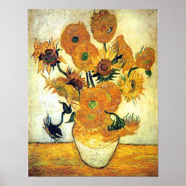 Póster Vase with Fifteen Sunflowers by Vincent van Gogh (Frente)