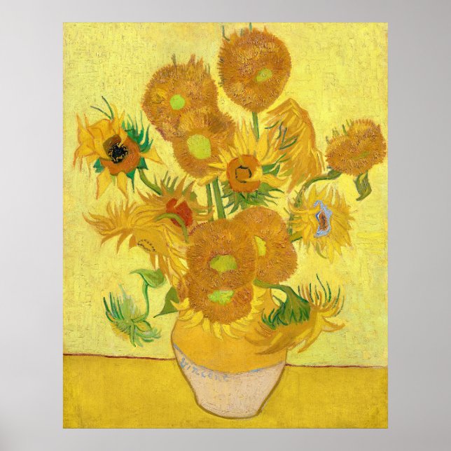 Póster Vase with fifteen sunflowers by Vincent Van Gogh  (Frente)