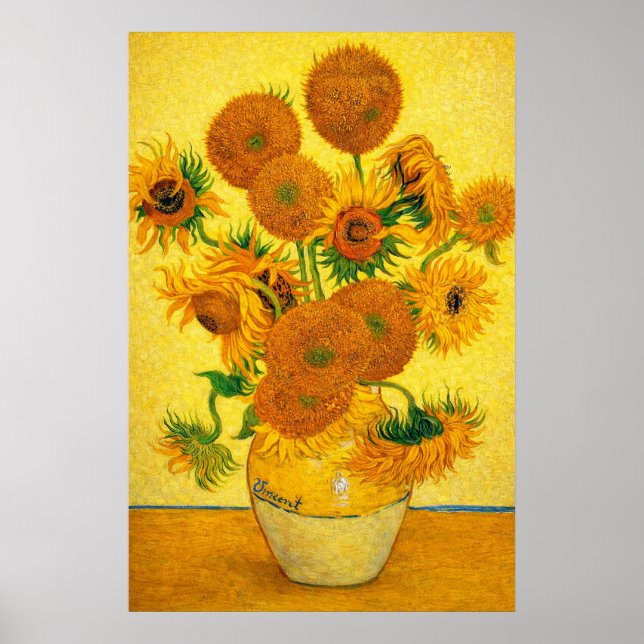 Póster Vase with Fifteen Sunflowers by Vincent van Gogh (Frente)
