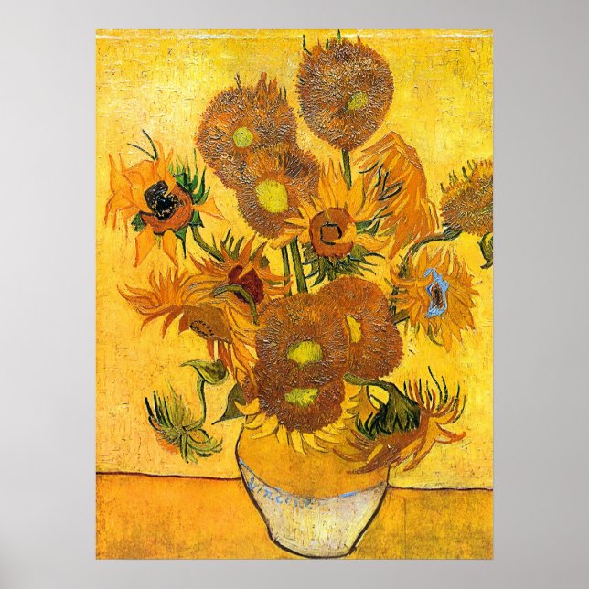 Póster Vase with Fifteen Sunflowers by Vincent van Gogh (Frente)
