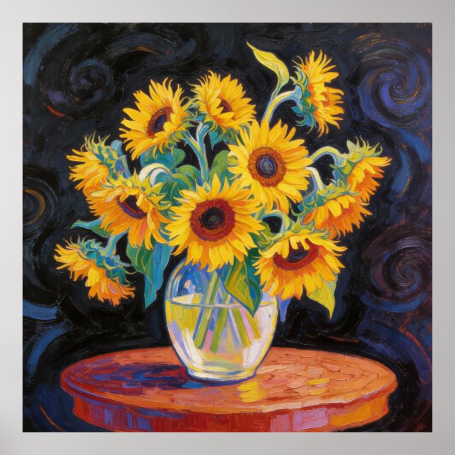 Póster Vase with Sunflowers After Van Gogh (Frente)