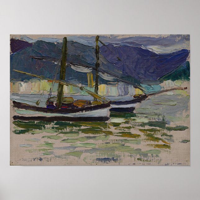 Póster Vasily Kandinsky Pescadores Barcos Sestri Poster (Frente)