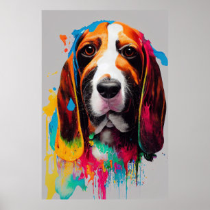 Póster Vasset Hound Dog Mascota Cute Adorable Animal Comp
