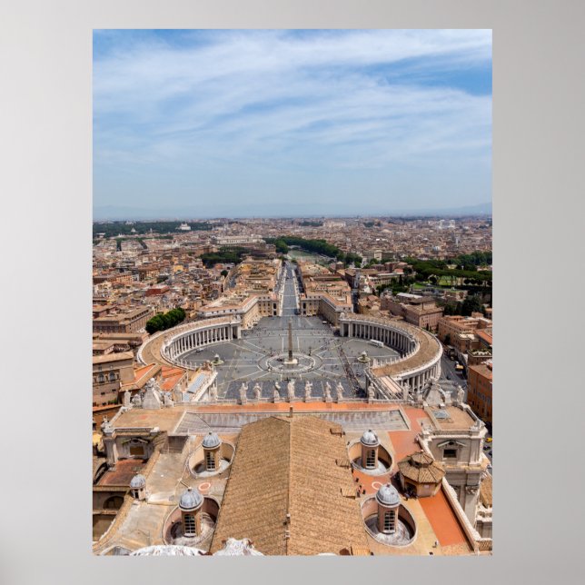 Póster Vaticano, Italia: Vista aérea de la Plaza San Pedr (Frente)