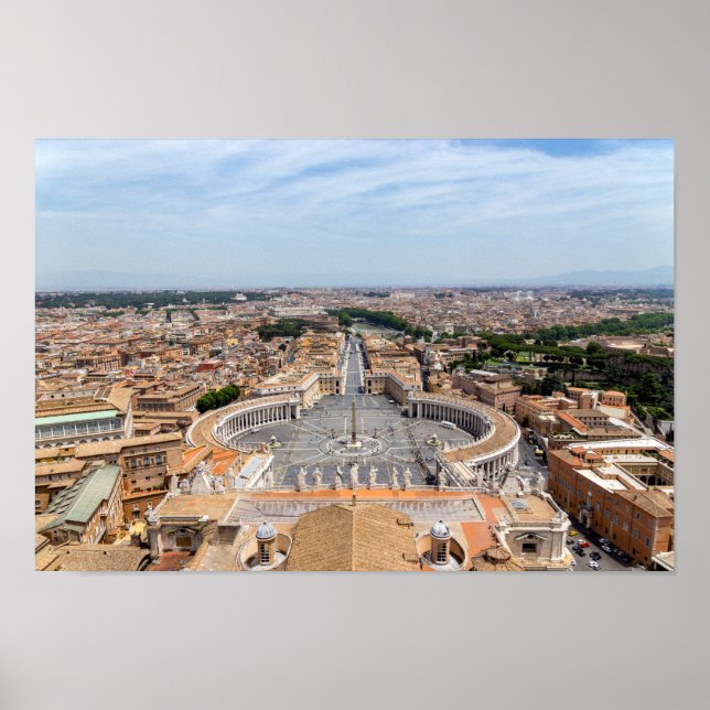 Póster Vaticano, Italia: Vista aérea de la Plaza San Pedr (Frente)