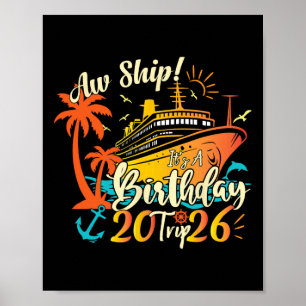 Póster Vaya barco es un viaje de cumpleaños 2026 Cumpleañ