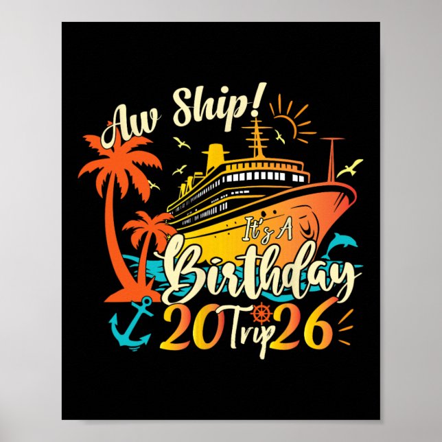 Póster Vaya barco es un viaje de cumpleaños 2026 Cumpleañ (Frente)
