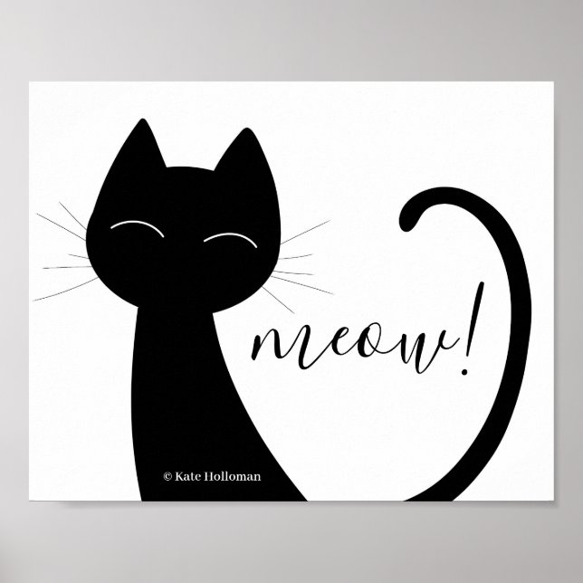 Póster ¡Vaya! Cat Art Black Silhouette Minimal B&W (Frente)