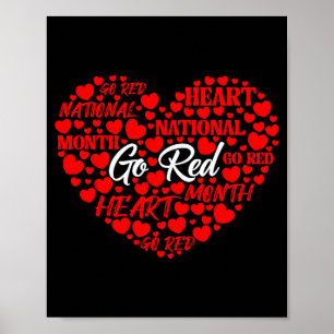 Póster Ve a la conciencia de la enfermedad del corazón ro