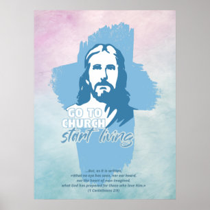 Póster ¡Ve A La Iglesia! Dios mío. Predicador cristiano