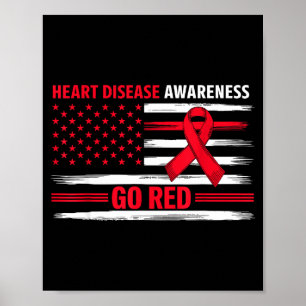 Póster Ve Enfermedad del Corazón Bandera Americana Enferm