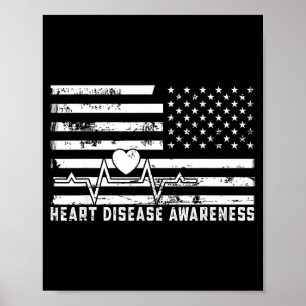 Póster Ve Rojo - Enfermedad cardíaca Bandera americana En