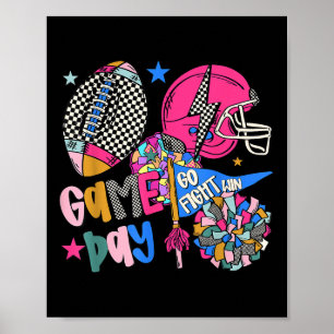 Póster Ve Vamos Ganar Touchdown Día de Partido de Fútbol