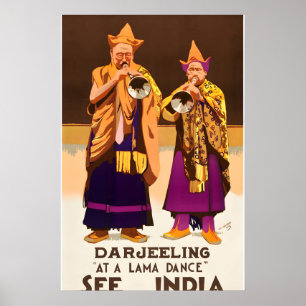 Póster Vea India Darjeeling Años 30 Estilo de Viaje Antig