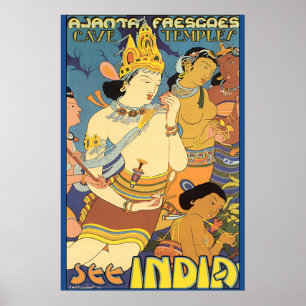 Póster Vea la India excavar el poster del viaje del