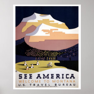 Póster Vea viaje de América, Montana WPA
