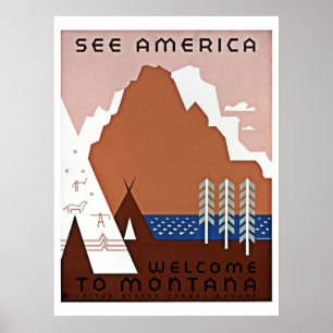 Póster Vea viaje de América, Montana WPA