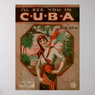 Póster Véale en Cuba, cubierta retra de la partitura