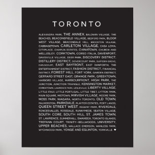 Póster Vecindades del poster de Toronto - blanco y negro