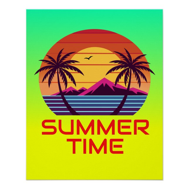 Póster Vector Atardecer con Palmeras (Anverso)