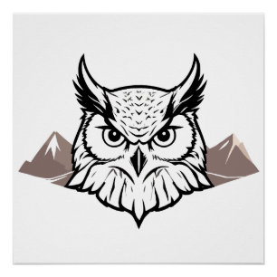 Póster Vector de búho Arte Animal Moderno Ciudad Urbana G