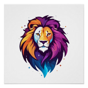 Póster Vector de leones Arte Animal Moderno Ciudad Urbana