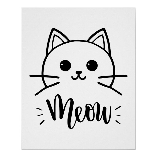 Póster Vector funny cartoon cat. Print for t-shirt, Cat (Anverso)