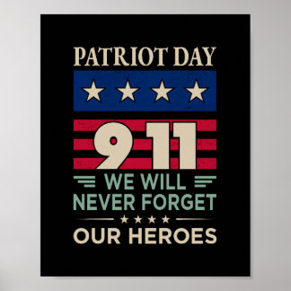 Póster Vector patriota día 9 11 nunca olvidaremos nuestra