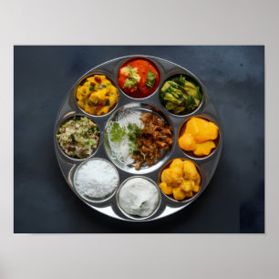 Póster Veg Thali Buffet, de etnia india