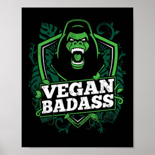 Póster Vegan Bad Fitness Gorila Bodybuilding Bestia