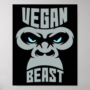 Póster Vegan Beast Workout Músculo Gorila Gimnasio Bodybu