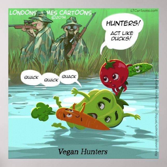 Póster Vegan Hunters Funny Quality Glossy Funny Poster (Frente)