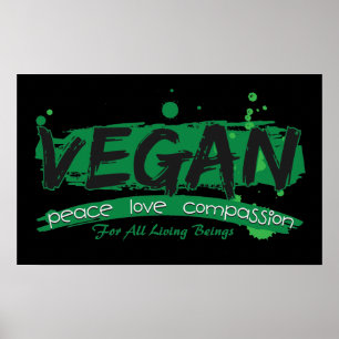 Póster Vegan Peace Love Compasión