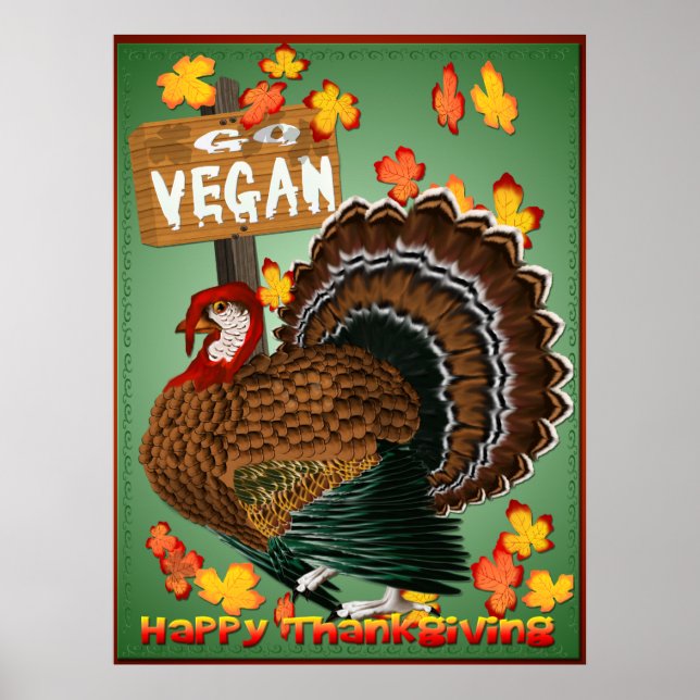 Póster Vegan-Poster de Acción de Gracias (Frente)