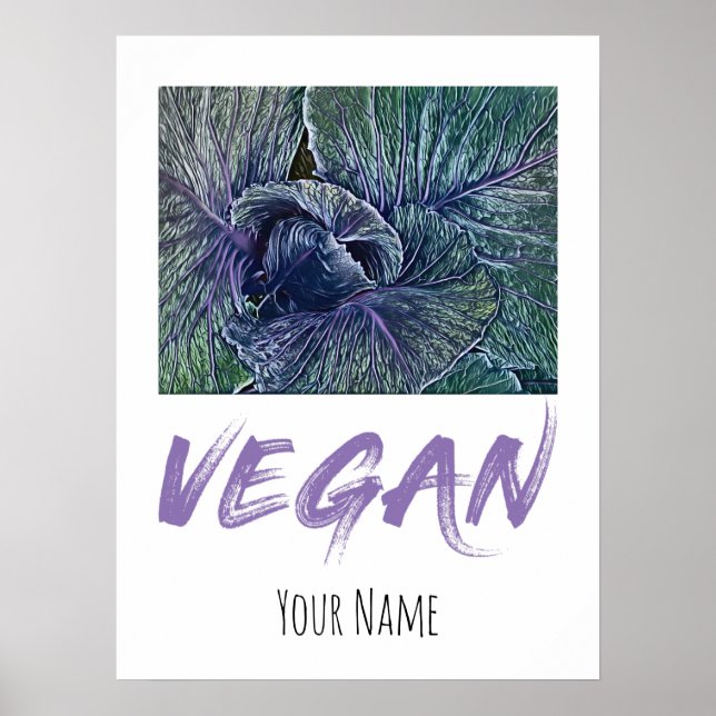 Póster Vegan Red Cabbage Vintage (Frente)