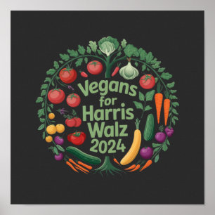 Póster Veganos por Harris Waltz 2024: Muestra tu apoyo wi