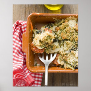 Póster Vegetable bake with potatoes, tomatoes, leeks