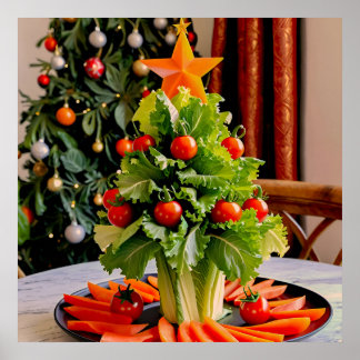 Póster Vegetables Christmas Tree, Lettuce Leaves & Cherry