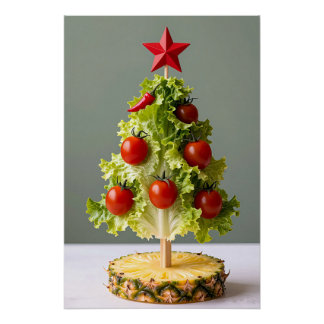 Póster Vegetables Christmas Tree, Lettuce Leaves & Cherry