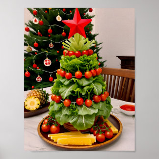 Póster Vegetables Christmas Tree, Lettuce Leaves & Cherry