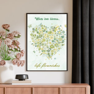 Póster Vegetación acuarela Poster del Corazón Botánico Fl