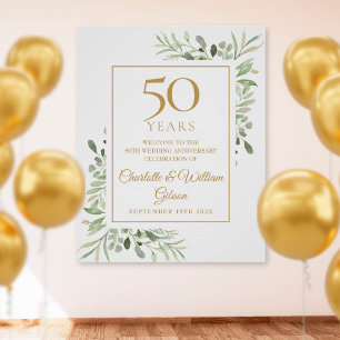 Póster Vegetación acuática Signo de bienvenida a 50 años