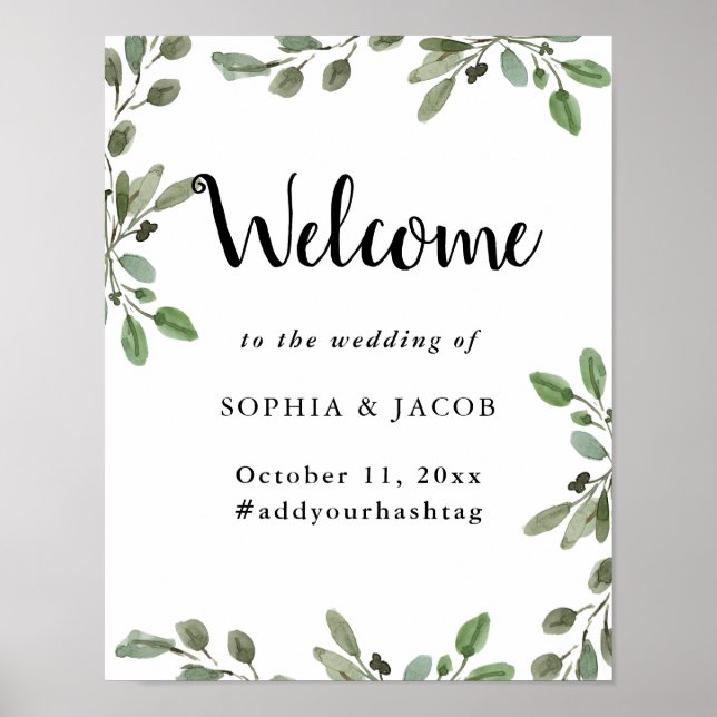 Póster Vegetación acuática simple | Bienvenida Boda (Frente)