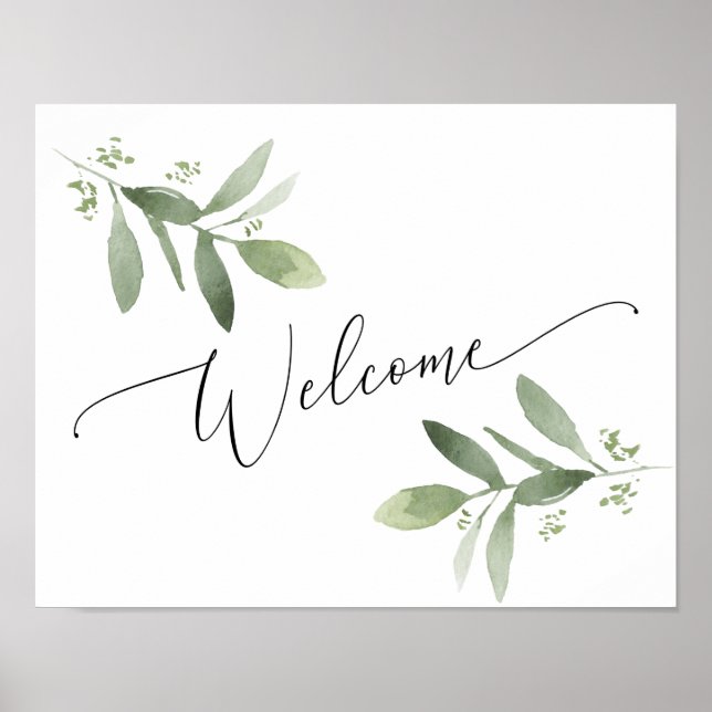 Póster Vegetación botánica Signo de bienvenida Boda o duc (Frente)